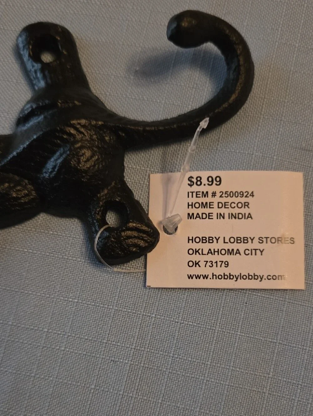 Black Cast Steel Cat Wall Hook.